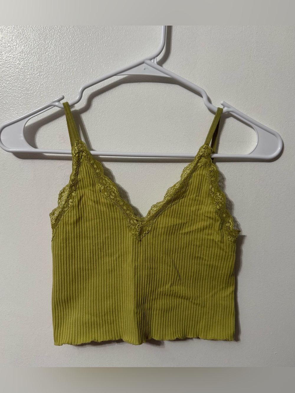 Fashion Nova Olive Green Lace-Trim Ribbed Cami